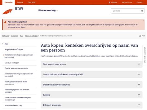 voertuig overschrijven rdw.